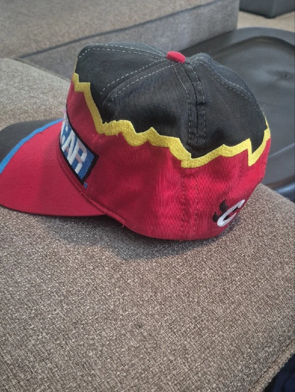 Nascar. Chase Red Black Kids Racing Hat with Yellow and Blue Accents